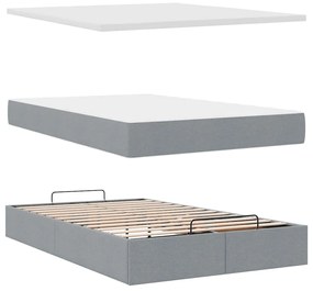 Ottomán ágykeret matraccal világosszürke 120x190 cm szövet
