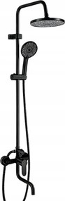 Fürdőszobai Fali Zuhany Csaptelep Szett Esőztetővel, Fekete