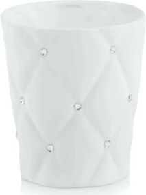 Virágcserép kerámia glamour fehér dekoratív strasszokkal 14 cm