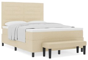 Box Spring Ágy Matraccal és Pad Krém 160x200 cm Szövet