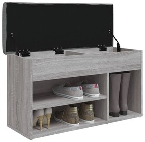 szürke sonoma színű szerelt fa cipőtároló pad 82 x 32 x 45,5 cm