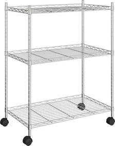 vidaXL 3 szintes króm tárolóállvány kerekekkel 150 kg 60 x 35 x 81 cm