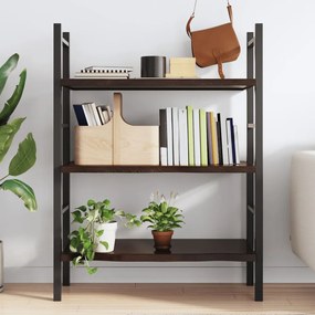 sötétbarna kezelt tömör tölgyfa fali polc 100x60x(2-4) cm
