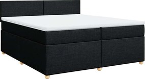 vidaXL fekete szövet rugós ágy matraccal 200 x 200 cm