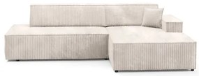 TERAMO L-alakú, ággyá alakítható jobb oldali sarokülőgarnitúra tárolóval, bézs