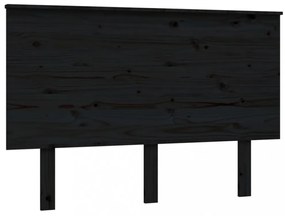 fekete tömör fenyőfa ágyfejtámla 124x6x82,5 cm