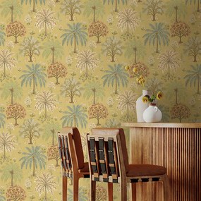 Holden Decor Wanderlust Solana okkersárga fa mintás vlies tapéta – 92033