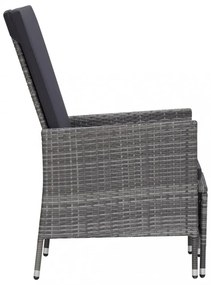 2 részes szürke polyrattan kerti bútorszett párnával