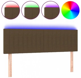 sötétbarna szövet LED-es fejtámla 144x5x78/88 cm
