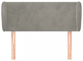 világosszürke bársony fejtámla szárnyakkal 103x23x78/88 cm