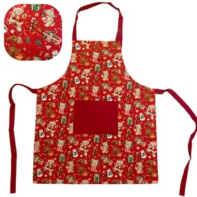 Konyhai kötény pamut karácsonyi Christmas piros TiaHome