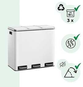Jurhan SORT szelektív hulladékgyűjtő, 54l (3x18l) + hulladékgyűjtő zsákok, fehér