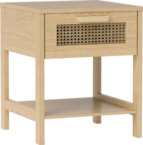 HOMCOM Éjjeliszekrény, fiókos lerakóasztal, MDF 40 x 40 x 48,4 cm, natúr fa