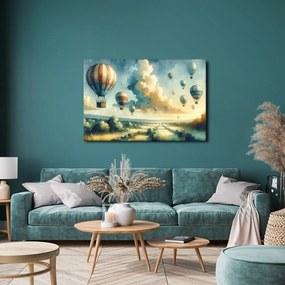 Kép hőlégballonok repülése a táj felett