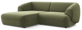 Zöld bársony sarokkanapé (bal oldali) Moana – Makamii