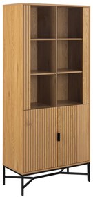 Natúr színű tálalószekrény tölgyfa dekorral 80x180x40 cm Jaipur – Actona