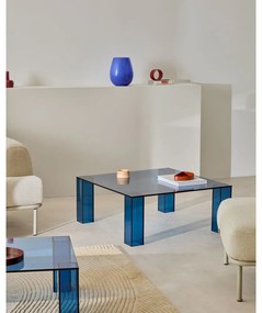 Kék üveg dohányzóasztal 85x85 cm Adularia – Kave Home