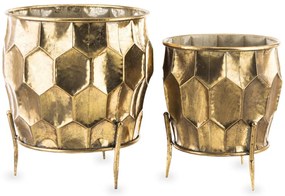 Kaspó 2 db-os szett, arany fém 45x36,5x36,5 35,5x29,5x29,5cm