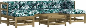 vidaXL 7 részes impregnált fenyőfa kerti ülőgarnitúra párnával