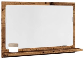 antik fa színű szerelt fa tükrös fürdőszobaszekrény 60x11x37 cm
