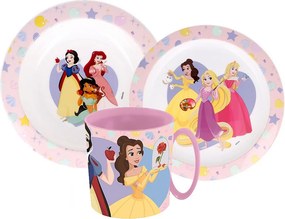Disney Hercegnők True étkészlet, micro műanyag szett bögrével 350 ml