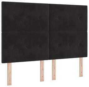 Boxspring Ágy Mattal Fekete 140x200 cm Bársony