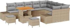 vidaXL Kerti Kanapé Szett párnával 12 pcs Bézs polirattan