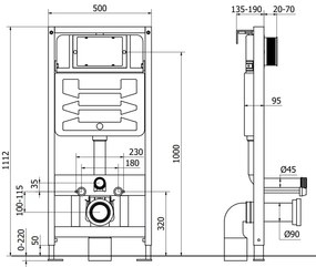 Mexen Fenix Slim, rejtett modulos és falra szerelhető WC Rico, fekete matt, 6103372XX85