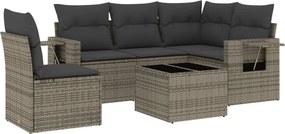 vidaXL 6 részes szürke polyrattan kerti ülőgarnitúra párnákkal