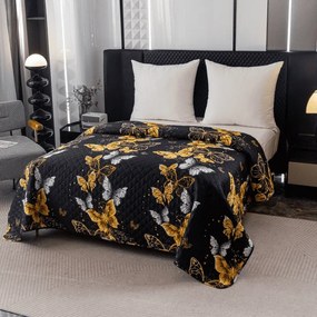 Ágytakaró GOLD BUTTERFLY fekete Méret: 220 x 240 cm