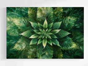 Vászonkép Canvas Mandala Kender Levél Zöld Természet Botanika 120x80