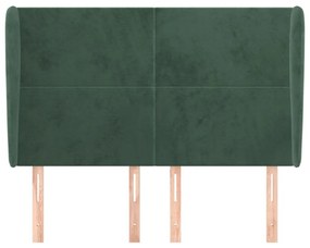 sötétzöld bársony fejtámla szárnyakkal 147 x 23 x 118/128 cm