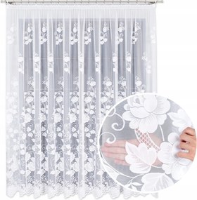 Függöny Hosszú 350x250 Függöny Szoba Függöny Kész Fehér Virágok 11030