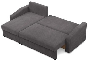 Zeus sarokkanapé, 2 ágyneműtartóval, döntött kartámasz, kordbársony, univerzális oldal, bonell töltet, szürke