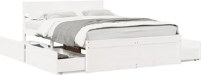vidaXL fehér tömör fenyőfa ágy matrac nélkül 140x190 cm