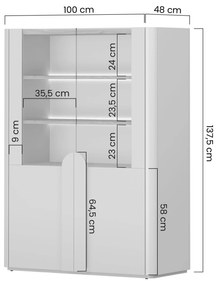Amilio vitrin 100 cm - kasmír / olajozott tölgy / kasmír fogantyú