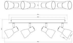 Globo 54307-4W - CLAUDE 4xE14/40W fekete/fa spotlámpa 230V