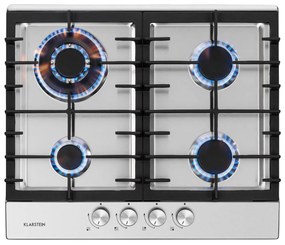 Klarstein Ignito 4, gázfőzőlap, 4 Sabaf égő, rozsdamentes acél, ezüst