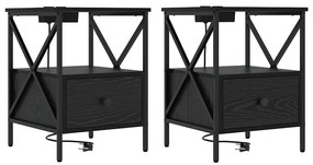 Éjjeliszekrény 2 pcs Musta tammi 41.5 x 40.5 x 55 cm Faanyag