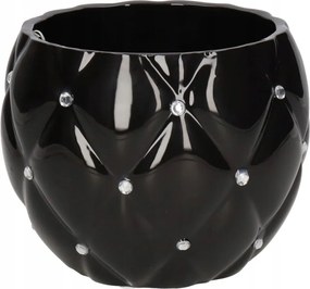 Virágcserép Kerámia Fedél Glamur Fekete