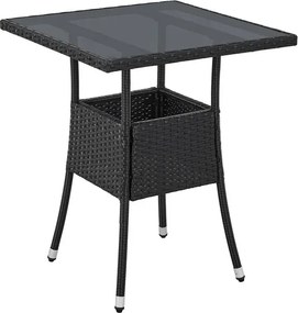 Juskys Yoro rattan négyzet alakú asztal 60 cm - fekete