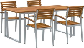vidaXL Kert étkező szett 5 pcs Szürke Tömör Akácfa
