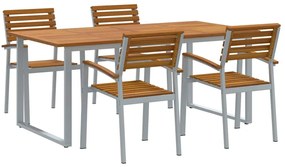 vidaXL Kert étkező szett 5 pcs Szürke Tömör Akácfa