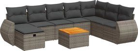 vidaXL 9 részes szürke polyrattan kerti ülőgarnitúra párnákkal
