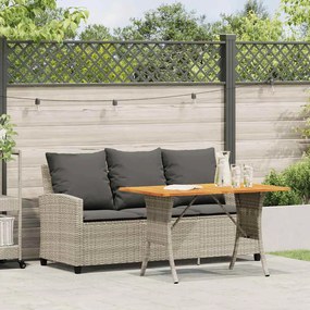 3 személyes szürke polyrattan kerti kanapé asztallal&amp;párnával
