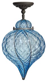 SIRU - Felületre szerelhető csillár GOCCIA 1xE27/60W/230V átm. 25 cm kék/barna Velencei üveg