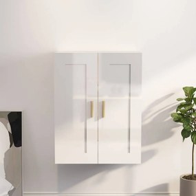 Magasfényű fehér szerelt fa faliszekrény 69,5 x 32,5 x 90 cm