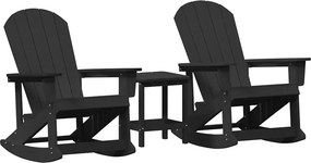 vidaXL Kerti lounge szett 3 pcs Fekete HDPE