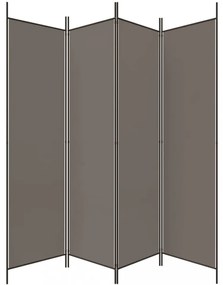 4 paneles antracitszürke szövet térelválasztó 200x220 cm