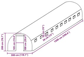 zöld melegház pótponyva (45 m²) 300 x 1500 x 200 cm
